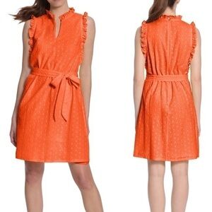 NWOT London times size 8 coral eyelet shift dress